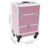 1pc Rolling Oversized Makeup Case with 4 Built-In Trays And a Handle for Easy Movement. It Is an Exclusive Wheeled Storage Tool for Nail Technicians, Artists, Beauticians, And Stylists