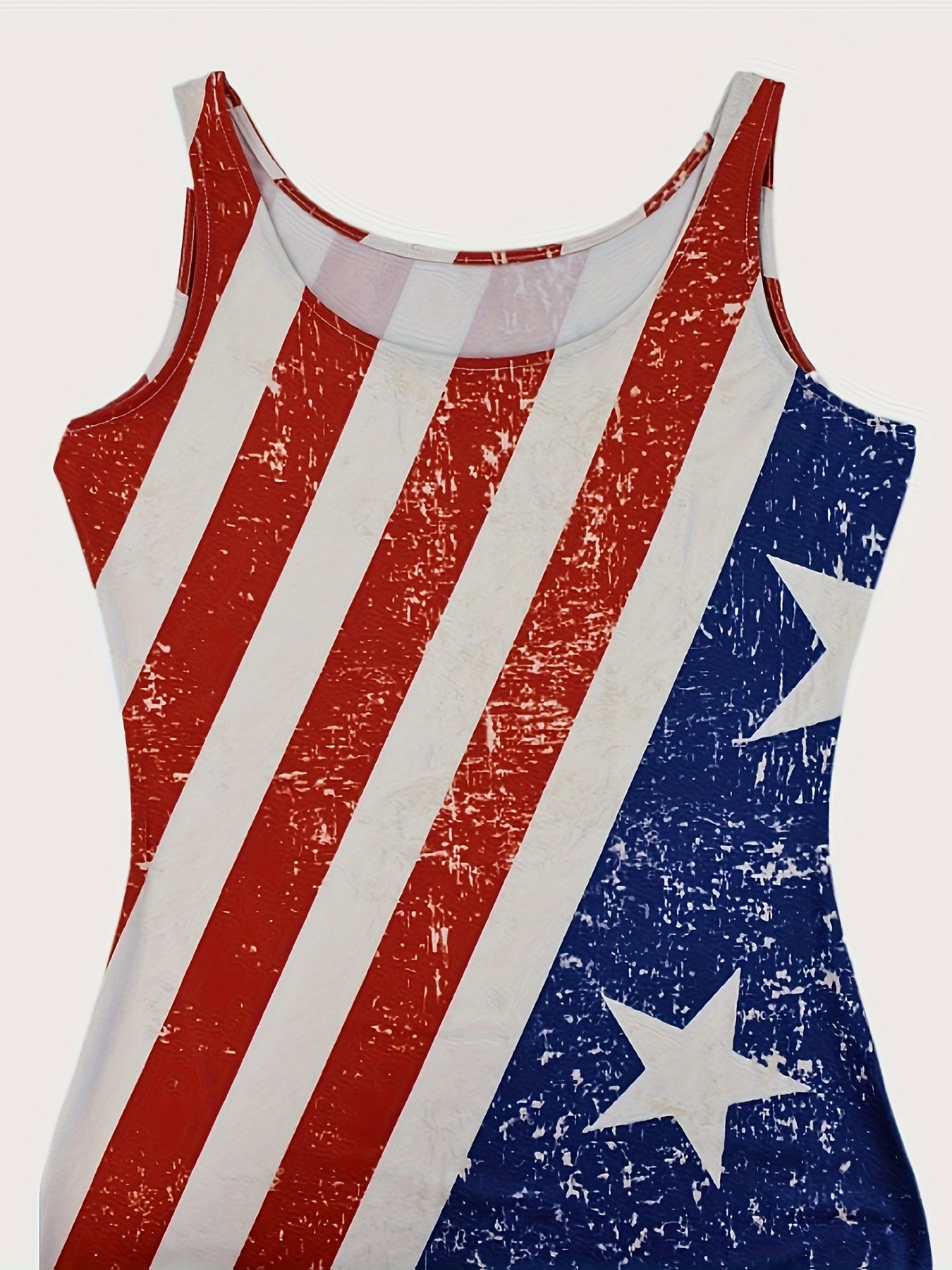 Flag Print Tank Slim Dress, Casual Sleeveless Bodycon Dress For Spring & Summer, Women's Clothing