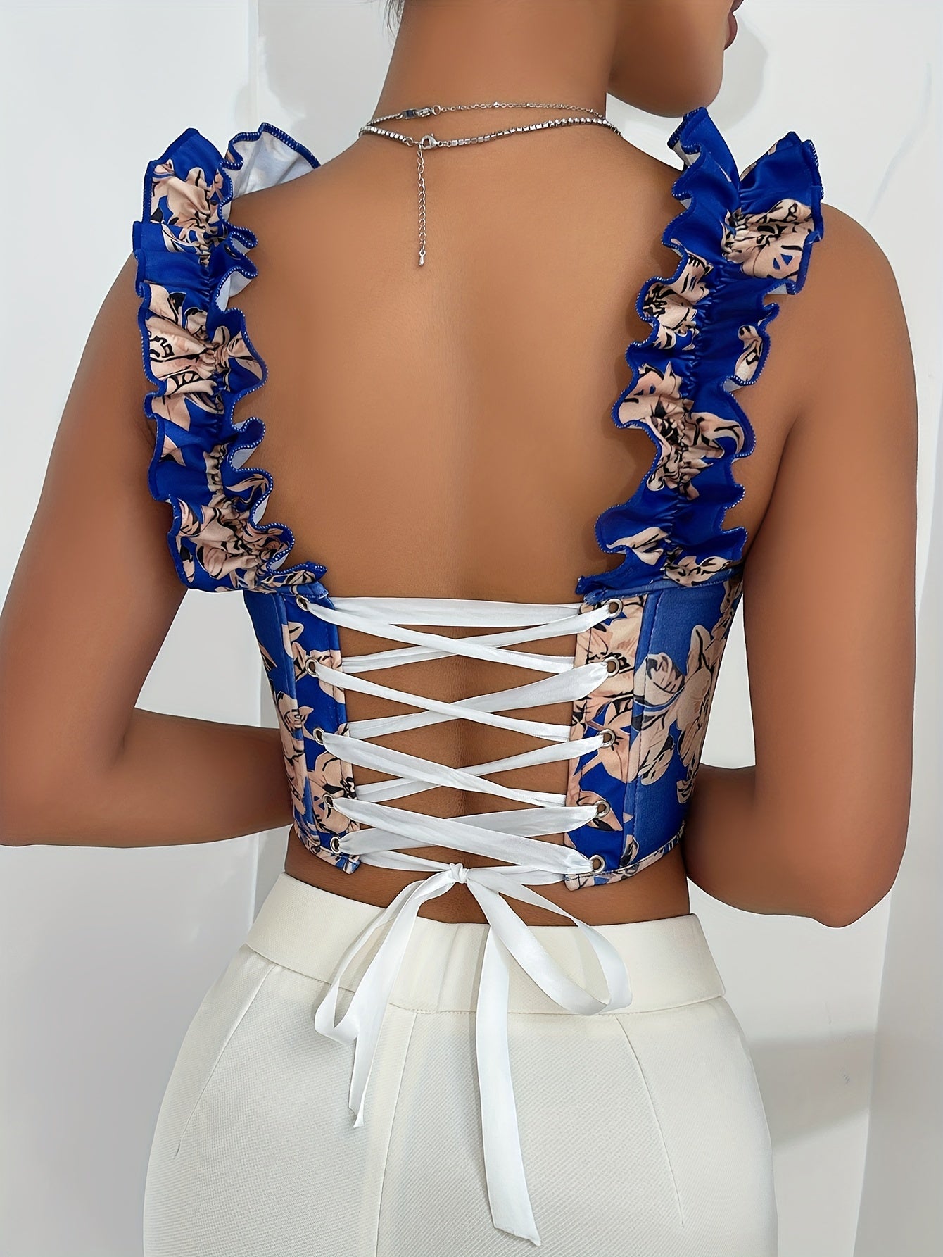 Sexy Ruffled Backless Tank Top - Women's Clothing, Sleeveless Summer Top with Ruffle Trim, Flattering Fit, Breathable Fabric, Perfect for Outdoor Activities