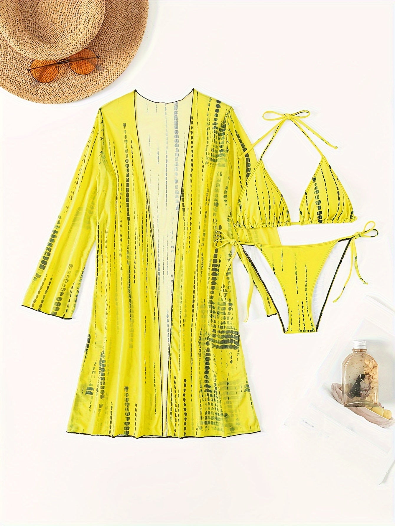 Three-piece Bikini Shawl Mesh Sunscreen Set