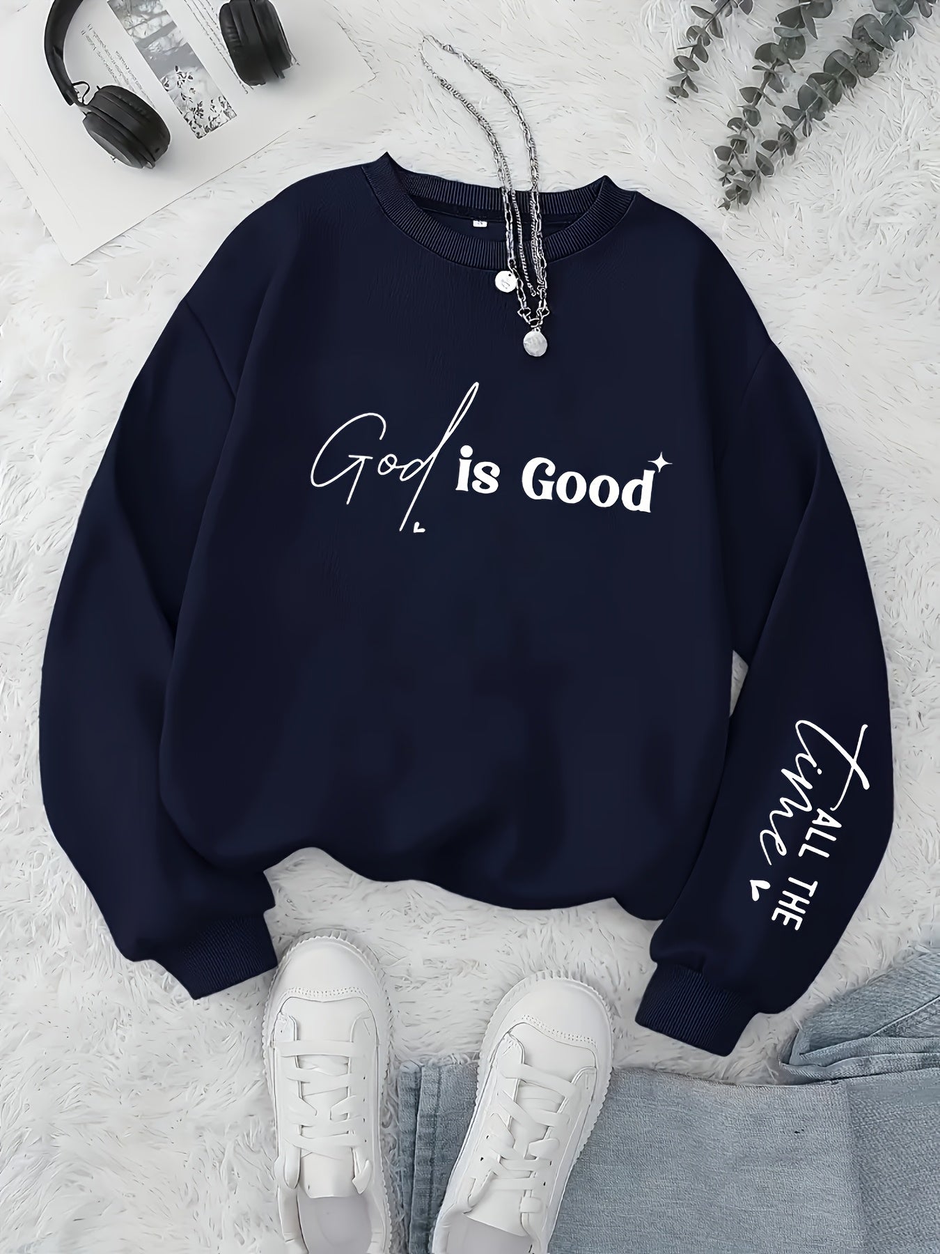 Women's Casual Pullover Hoodie – Solid Color, Crew Neck, Soft Knit Fabric, Perfect for Fall & Winter