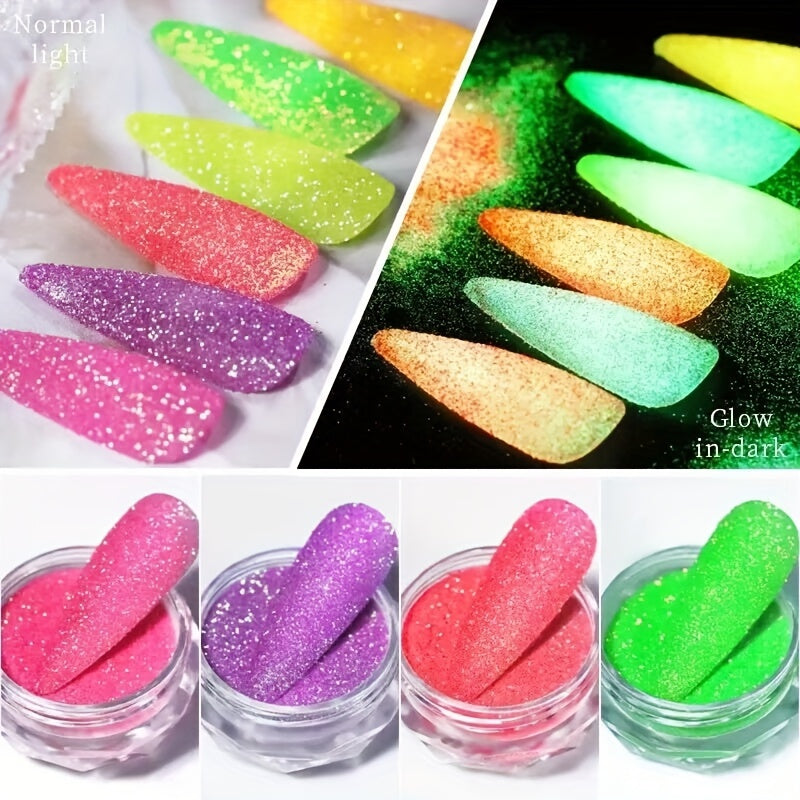 7-Piece Glow-in-the-Dark Nail Polish Set - Sparkling, Glittery, and Perfect for Nighttime Fun!