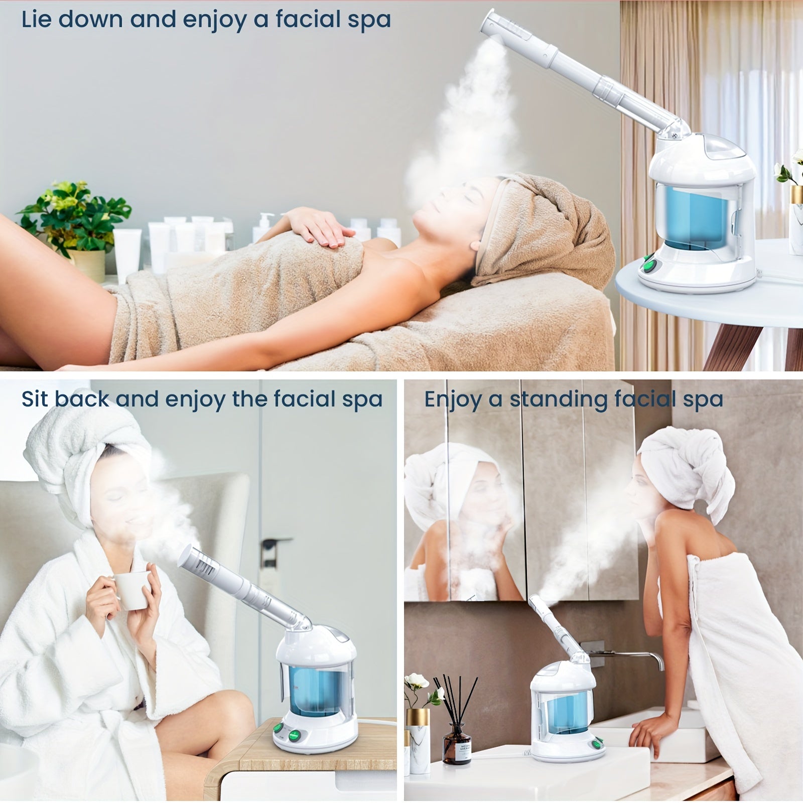Facial Steamer, Fulog Nano Ionic Face Steamer for Facial Deep Cleaning Home Facial Spa, Portable Facial Steamer with 360° Rotatable Arm And Steel Skin Kits, Personal Care Use at Home Or Salon, Valentine'S Day Must-Have Gift