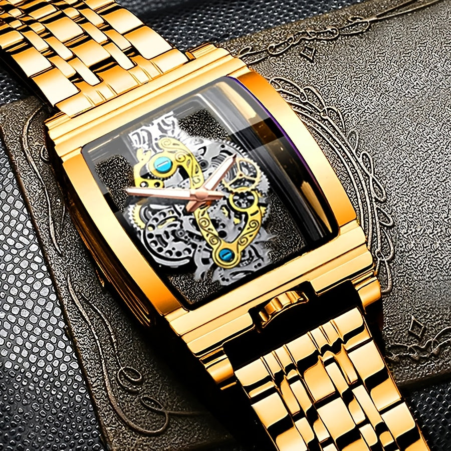 4pcs New Men's Fashion Casual Waterproof Luminous Quartz Watch and Jewelry Combination Set for Daily Wear, Parties, Valentine's Day, Easter, Christmas, Halloween, Ramadan, Wedding, Gifts for Friends and Family