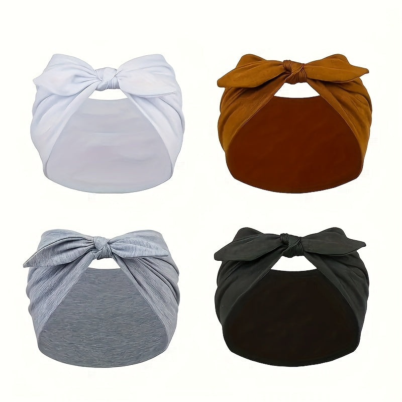 4pcs Wide Rabbit Ears Elastic Ribbon Hair Accessories Suit, Sports Yoga Headband, Soft And Comfortable Wide Brim Hair Band, Valentine'S Day Gift For Women