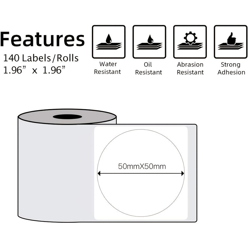 Phomemo M110 Labels - Versatile Self-Adhesive Round Circle Label Suitable for M110/M120/M200/M220 Label Printers, Thermal Label for Barcodes, Logo Design, Premium Sticker Paper, Black on White