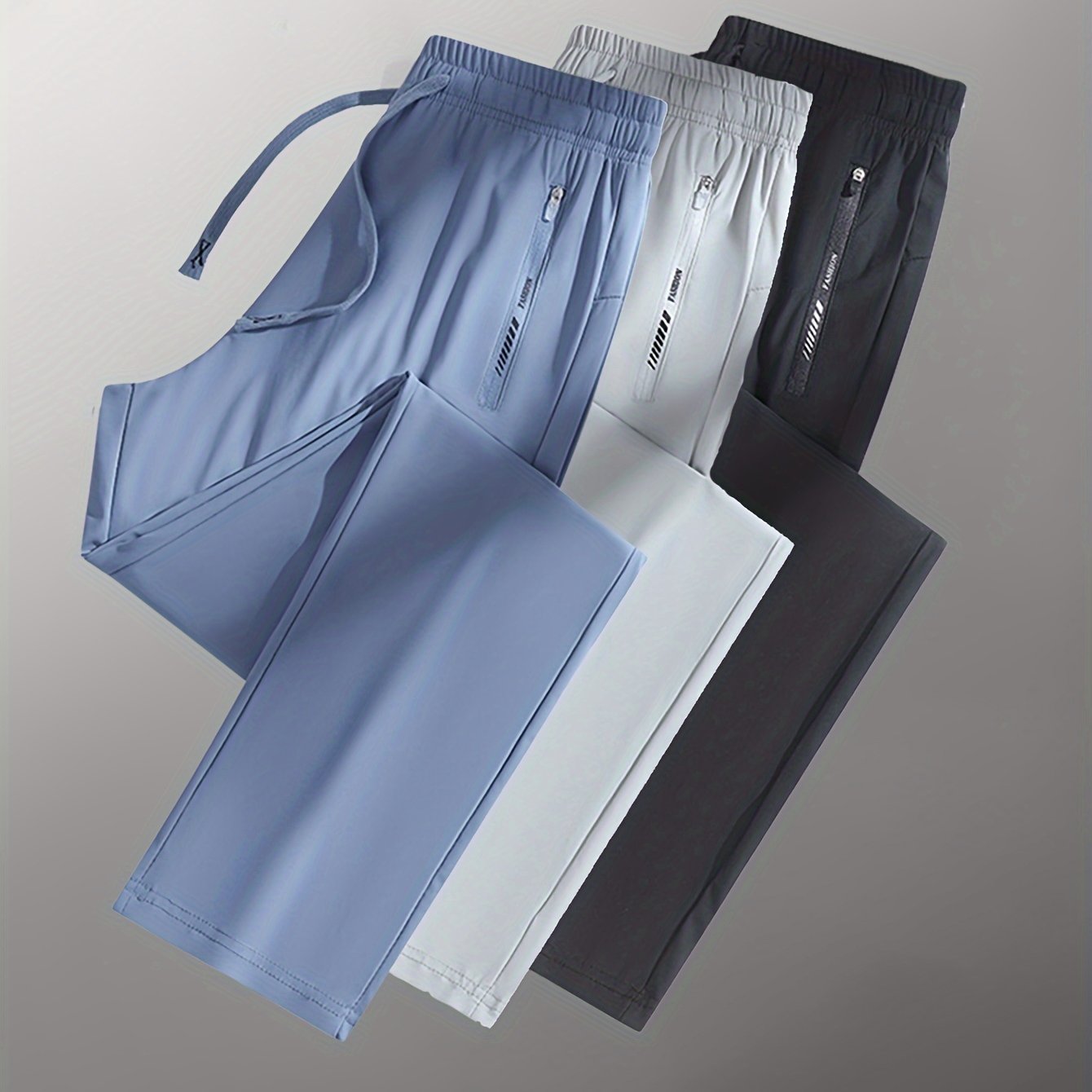Set of 3 Women'S Sports Long Pants Made of, Lightweight And Breathable, Casual Athletic Trousers with Zipper Pockets And Elastic Waist, Straight-Leg Design.