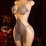 Sexy Lingerie, Sparkling Diamond Dress, Passionate Battle Robe in Bed, Women'S Seductive Dress