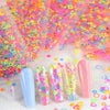 7-Pack Fluorescent Glitter Nail Art Decorations, 2g Each, Mixed Colorful Ring, Heart & Star Shapes, Gel Nail Filler, DIY Charm, Nail Supplies for Salon & Home Use For Music Festival