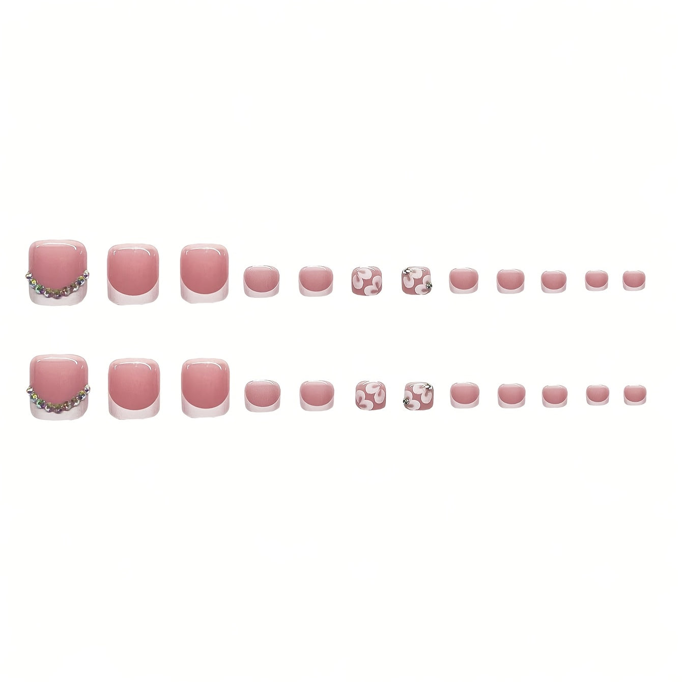 48pcs Square Nail Art Set, Nude Jelly Base with White French Glitter, Glossy Finish, Durable Long-Lasting Color, Fashionable Mix & Match, Ideal for Nail Enthusiasts