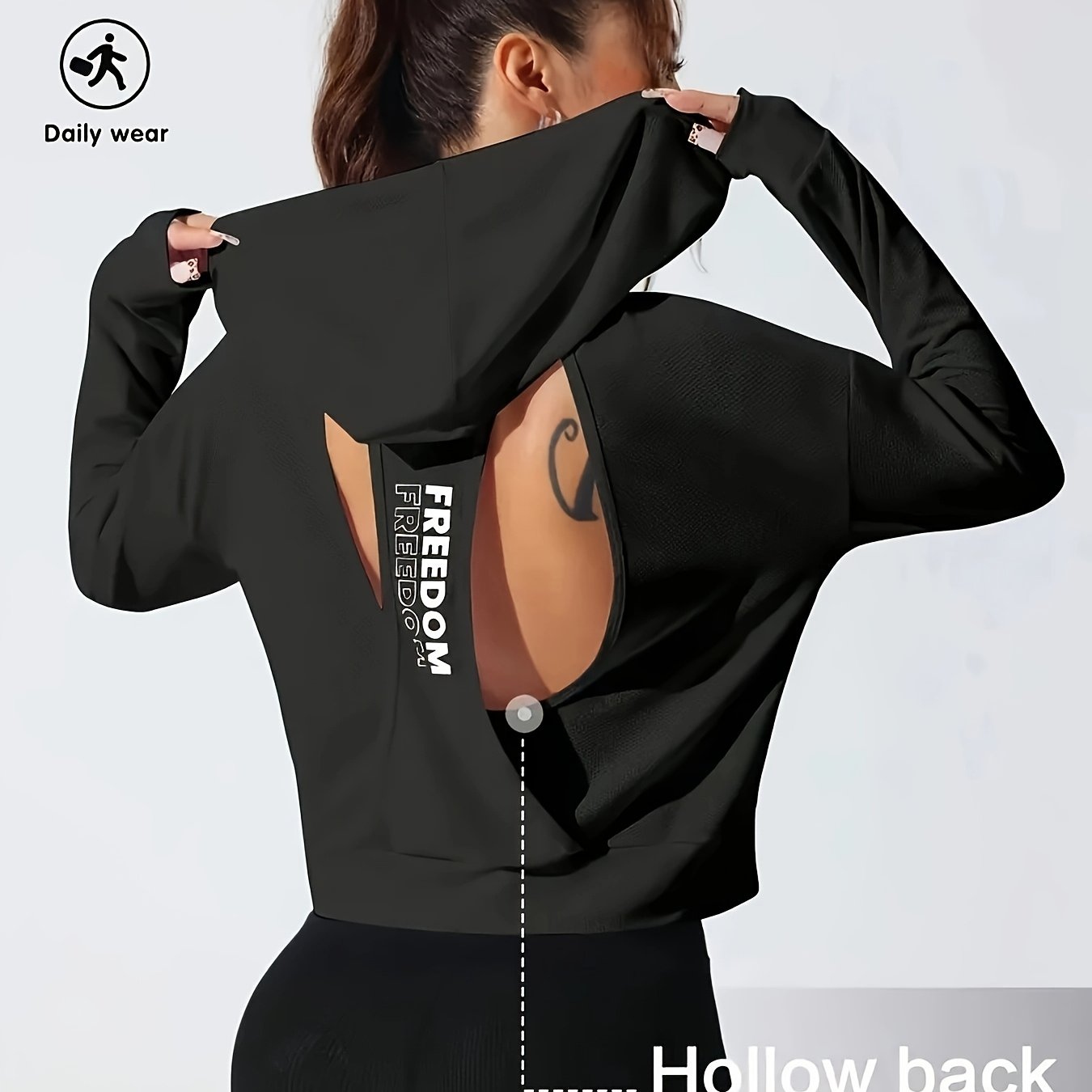1pc Women's Stylish White Hooded Long-Sleeve Top - 100% Polyester, Semi-Translucent, Lightweight & Breathable for Spring/Summer, Machine Washable, Perfect for Tennis, Gym, and Casual Wear