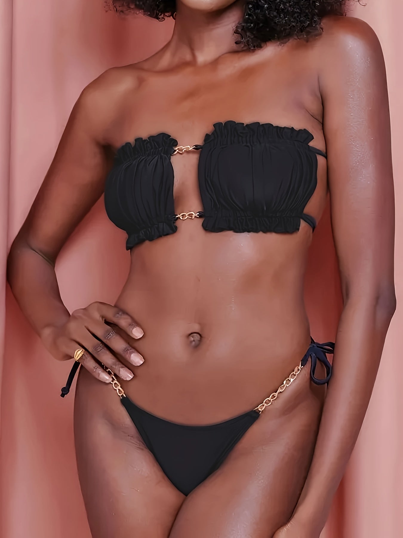 Split Bikini with Chain Strap Sexy Two-Piece Swimsuit