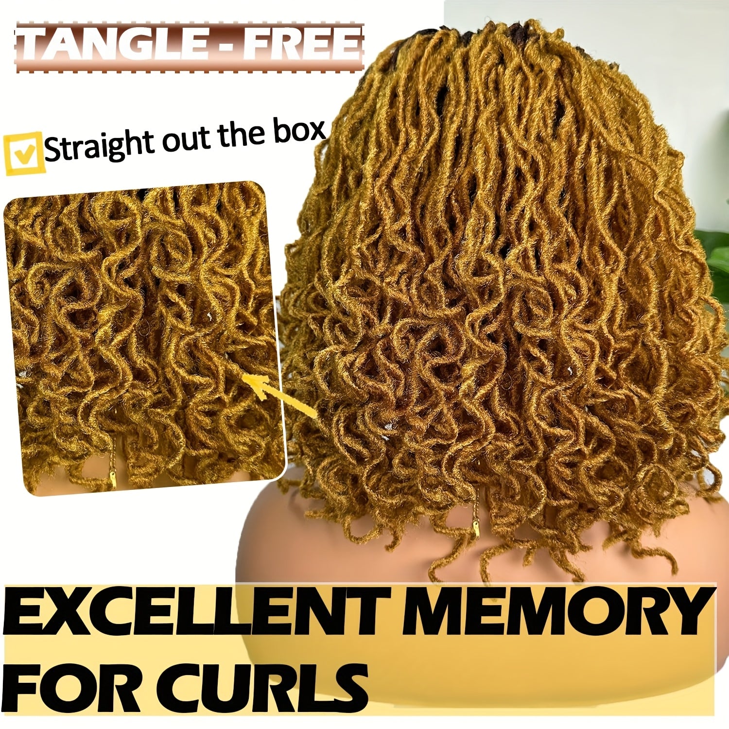 14 Inch Faux Locs Wig Full Lace Afro Curly/Kinky Dreadlocks Ombre Strawberry Blonde to Blonde - 180% Density Synthetic Crochet Braided Wig for, Natural Look & Versatile Styling, Versatile Hair Wig | Afro Curly Wig | Full Lace