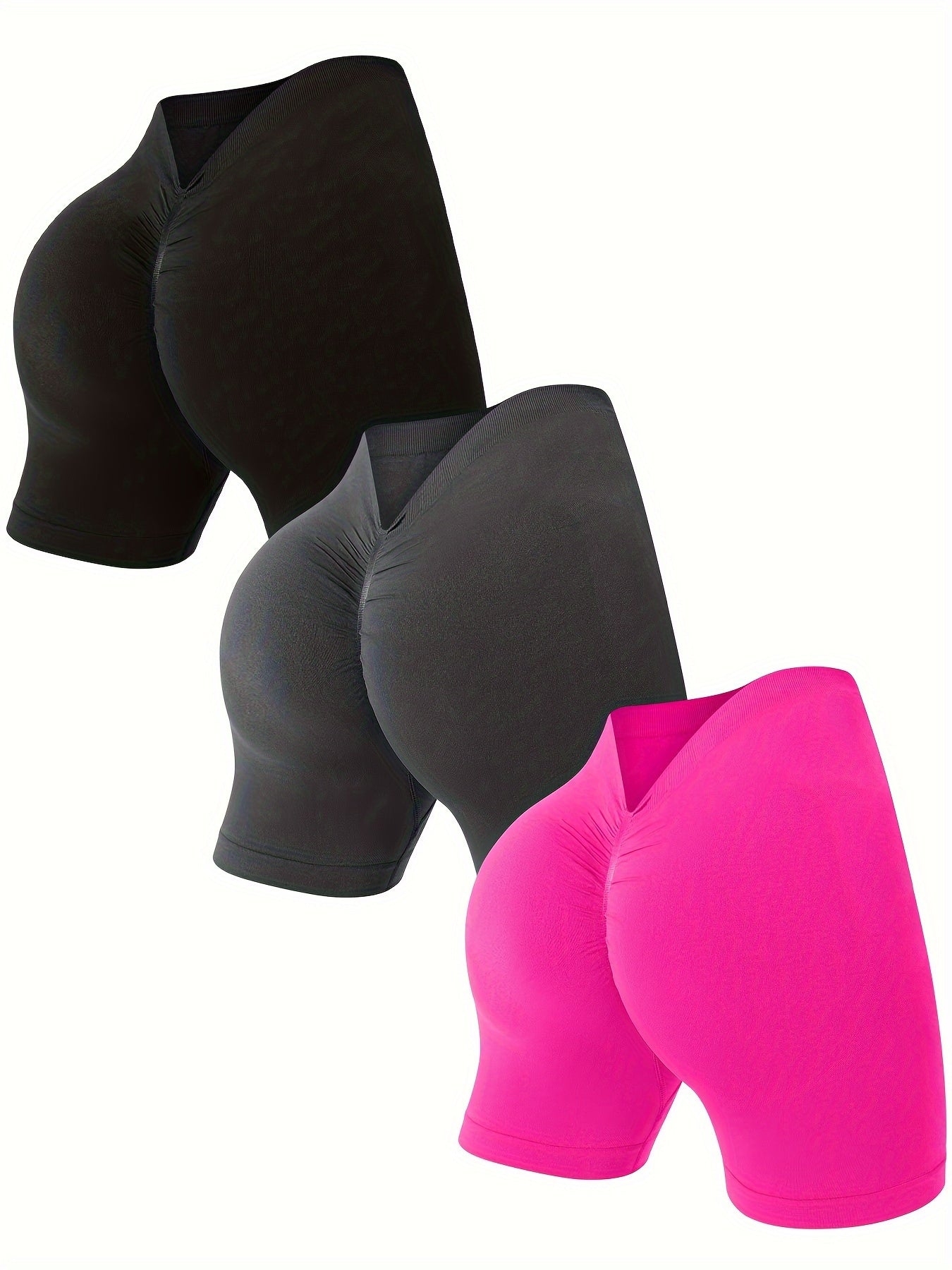 3-Pack High-Waisted Seamless Fitness Shorts For Women - Breathable, Sweat-Wicking, Tummy Control, And Four-Way Stretch - Perfect For Yoga, Gym, And Athletic Workouts, Peach Lift Color