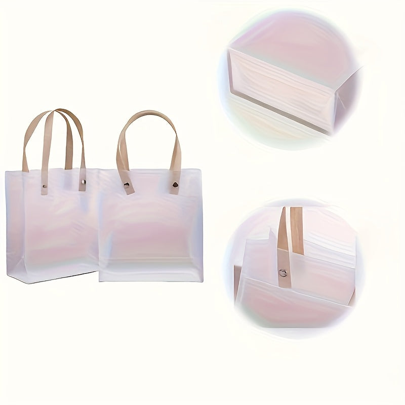 20pcs Clear Frosted Tote Bags with Floral & Bear Design - Durable Polypropylene, Perfect for Weddings, Showers, Birthdays, and Housewarmings, Event Tote Bags | Floral Bear Design | Durable Tote Bags, Tote Bag