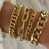 4pcs Women's Punk Style Chunky Chain Bracelet Set - Zinc Alloy, No Plating - All-Season Accessory | Versatile Design | Daily Wear & Vacation Essential