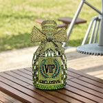 Elegant Rhinestone Champagne Bottle Clutch - Sparkling Evening Purse with Detachable Strap, Magnetic Closure for Women - Available in Lavender, Pink, Green, Navy, Golden, Silvery