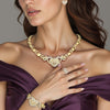 4pcs Dubai Style Jewelry Set, Golden Plated Necklace, Ring, Bracelet, and Earrings, Luxurious Ethnic Design for Weddings, Parties, and Formal Events, Perfect Gift Set for Mother'S Day, Classic African Jewelry