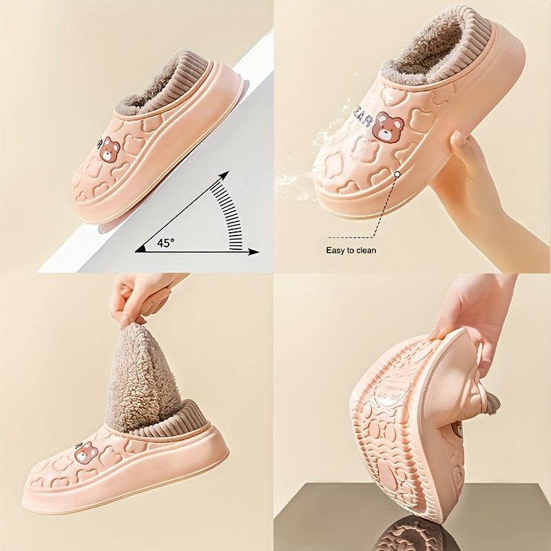 Winter Warm Cozy Waterproof Fleece Lined Slippers - EVA Insulated Home Shoes for Indoor and Outdoor Use, Maternity Slippers for Men and Women