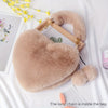 1pc Cozy Heart-Shaped Faux Fur Crossbody Bag, Polyester Plush Love Purse with Chain Shoulder Strap, Soft Pink/White/Black Fashion Handbag, Ideal for Christmas & Valentine'S Day Gifts