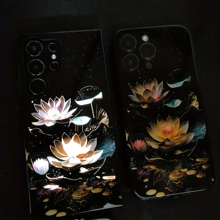 A Uniquely Beautiful Floral Pattern Phone Case with LED Lights, Compatible with S24 Ultra/S22 Ultra/S23 Ultra/S21 Ultra/Ip16Promax/Ip15Promax/Ip13Promax, Featuring a Glowing Voice-Controlled Protective Cover, Elegant Daytime