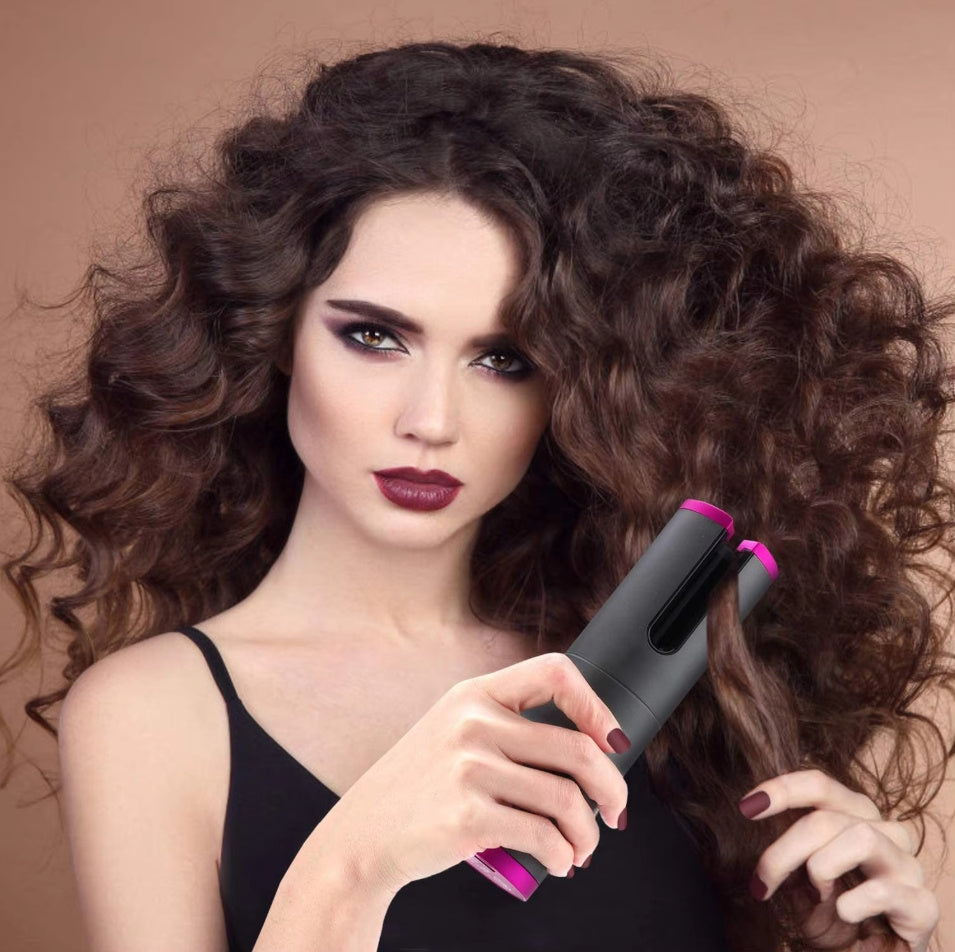 Portable Wireless LCD Display Rechargeable Ceramic Heating Antiperm Hair Curlers Automatic Electric Power Source Curling Irons