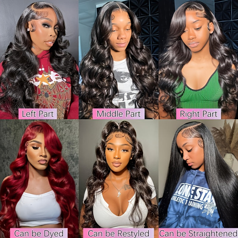Body Wave Glueless Lace Front Wigs Human Hair Pre Plucked Brazilian 4*4 HD Lace Front Wigs Human Hair with Baby Hair Full Frontal Lace Wigs Human Hair for Women 200% Density Natural Black, Dress Up Hair, Cosplay Wig