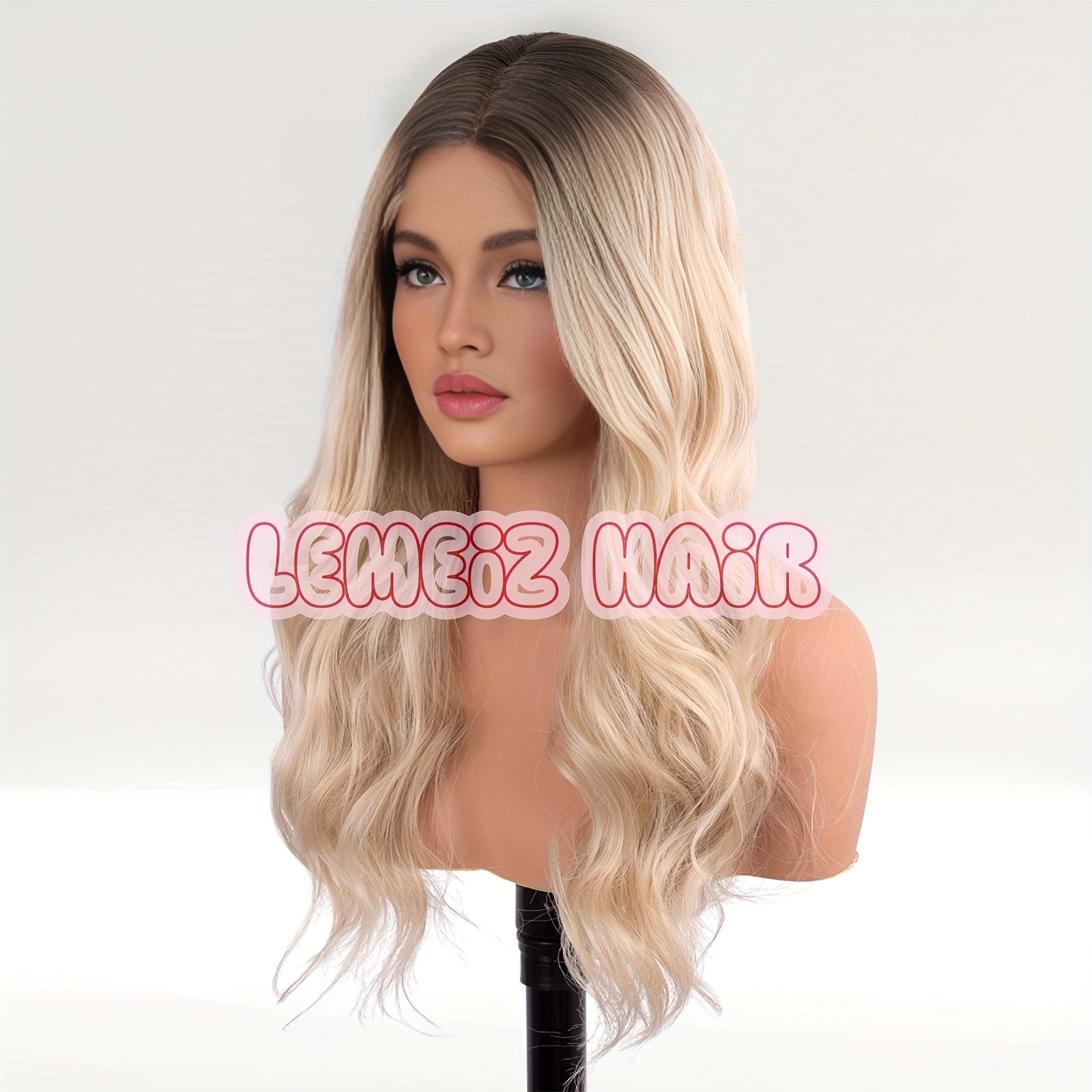 22" Long Light Blonde to Brown Ombre Body Wave Synthetic Lace Front Wig - Effortless Beachy Waves, Secure Fit, 130% Density, 13x4 Lace Area, Low Maintenance for Casual Attire, Versatile Wig Styling | Natural Look Wig | Synthe