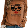 Glamma Graphic And Letter Print Sweatshirt, Crew Neck Casual Sweatshirt for Fall & Spring, Women'S Clothing
