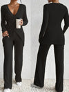 2025 Hit A Women'S Suit with an Irregular Design Exuding a High-End Feel. It'S a Two-Piece Set Featuring a Comfortable Long-Sleeved Top Paired with Wide-Leg Pants.