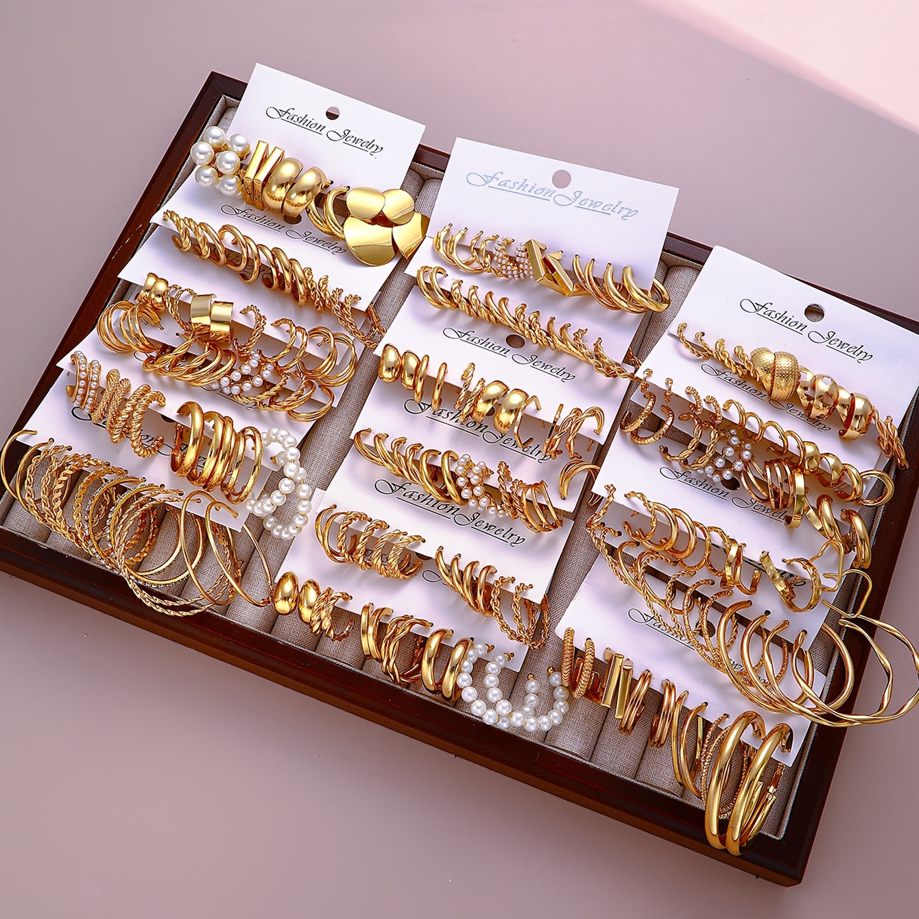 108pcs Vintage Elegant Fashion Earrings Set, Alloy with Stainless Steel Posts, Faux Pearl & Geometric Twisted Design, Versatile Wide Statement Earrings for Women, Ideal for All Seasons & Gift-Giving, Perfect Valentine'S Day P