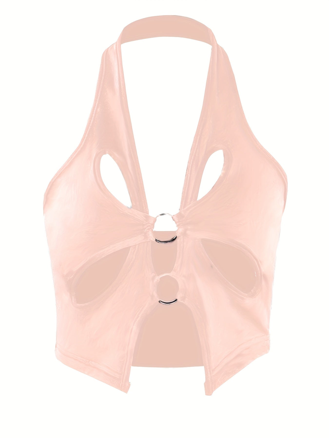 Sexy Backless Halter Neck Tank Top for Women - Sleeveless Cut-Out Design, High Stretch Polyester Fabric, Machine Washable, Perfect for Evening Outfits