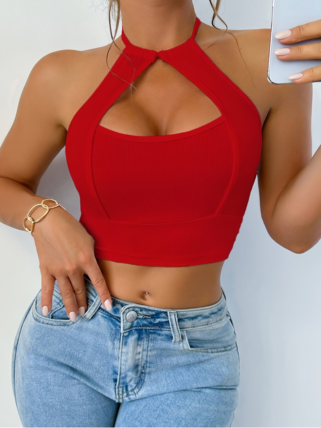 Ladies' Solid Color Backless Lace Sexy Tank Top