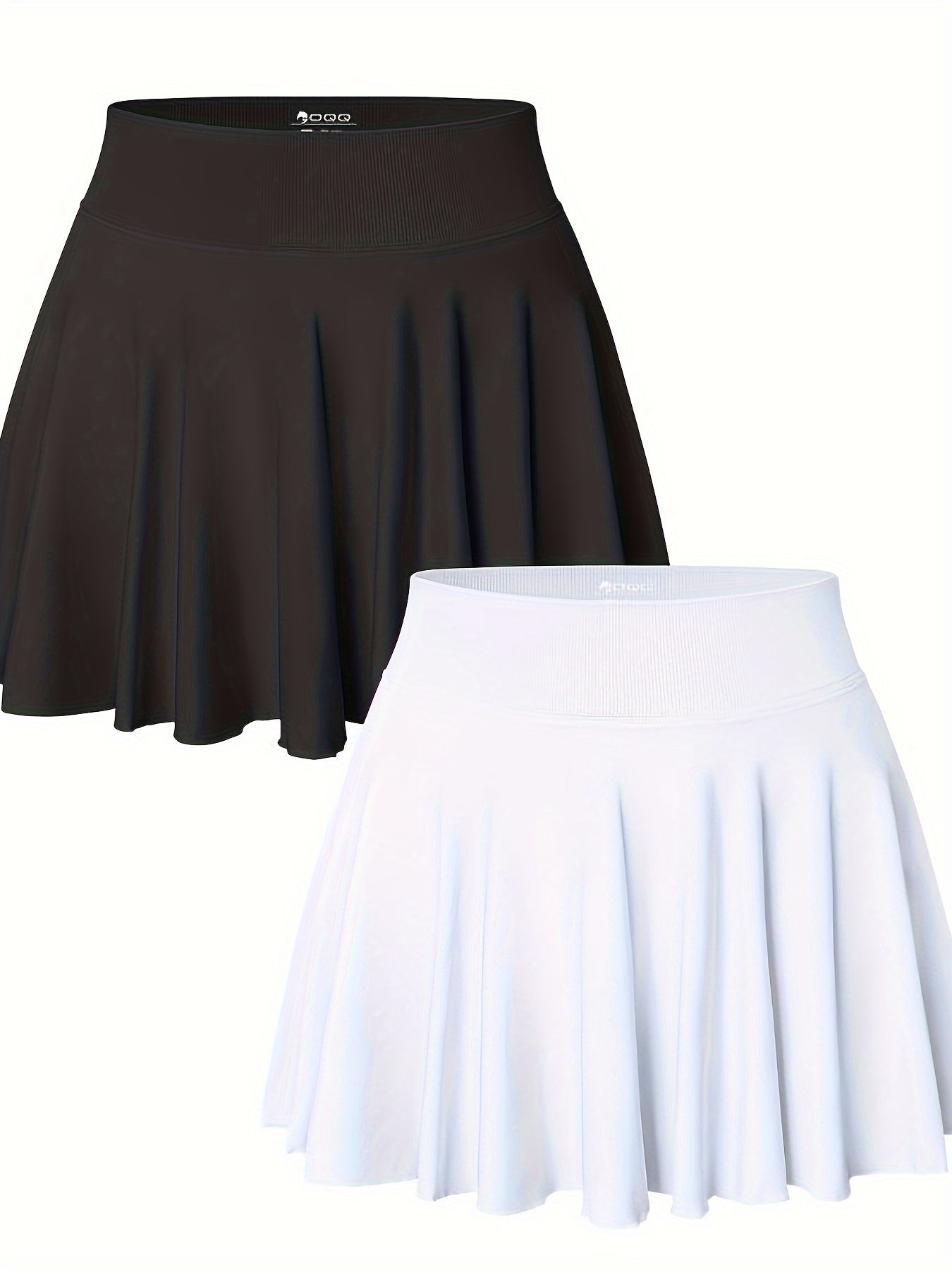 2pcs Women's Stretchy Flowy Mini Skirts - Light Blue & Pink, High Waist, Casual A-Line Cut, Soft Nylon Blend, Perfect for Casual Attire