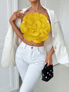 A European and American Women's strapless top with large flower decoration, sexy and fashionable, versatile and ready to ship