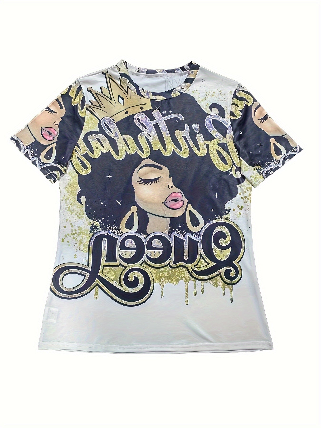 Portrait print t-shirt. Women'S T-shirt. Women'S printed T-shirt. Printed T-shirt. Women'S regular T-shirt. White T-shirt. Vintage T-shirts. Casual T-shirt. Portrait T-shirt
