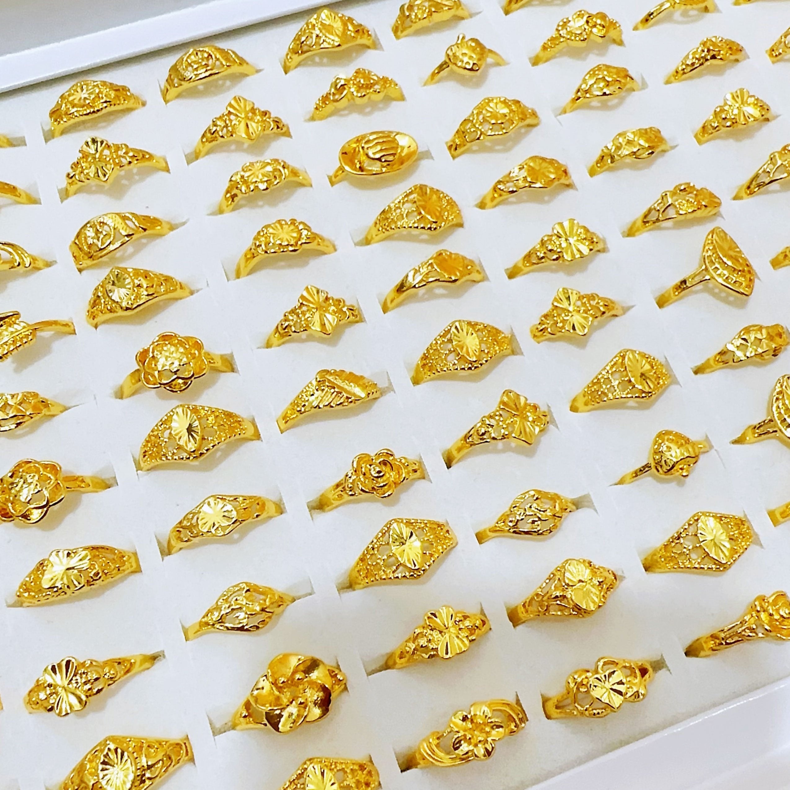 20pcs Electroplated Golden Multi-piece Set Women's Small Jewelry Fashion Ring Party Birthday Event Jewelry