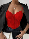Lace Corset Crop Top - Backless, Sheer Floral Print, Diamond Fishbone Detail, Sexy Camisole for Women - Perfect for Date Night, Party, Clubbing, and Summer Outings