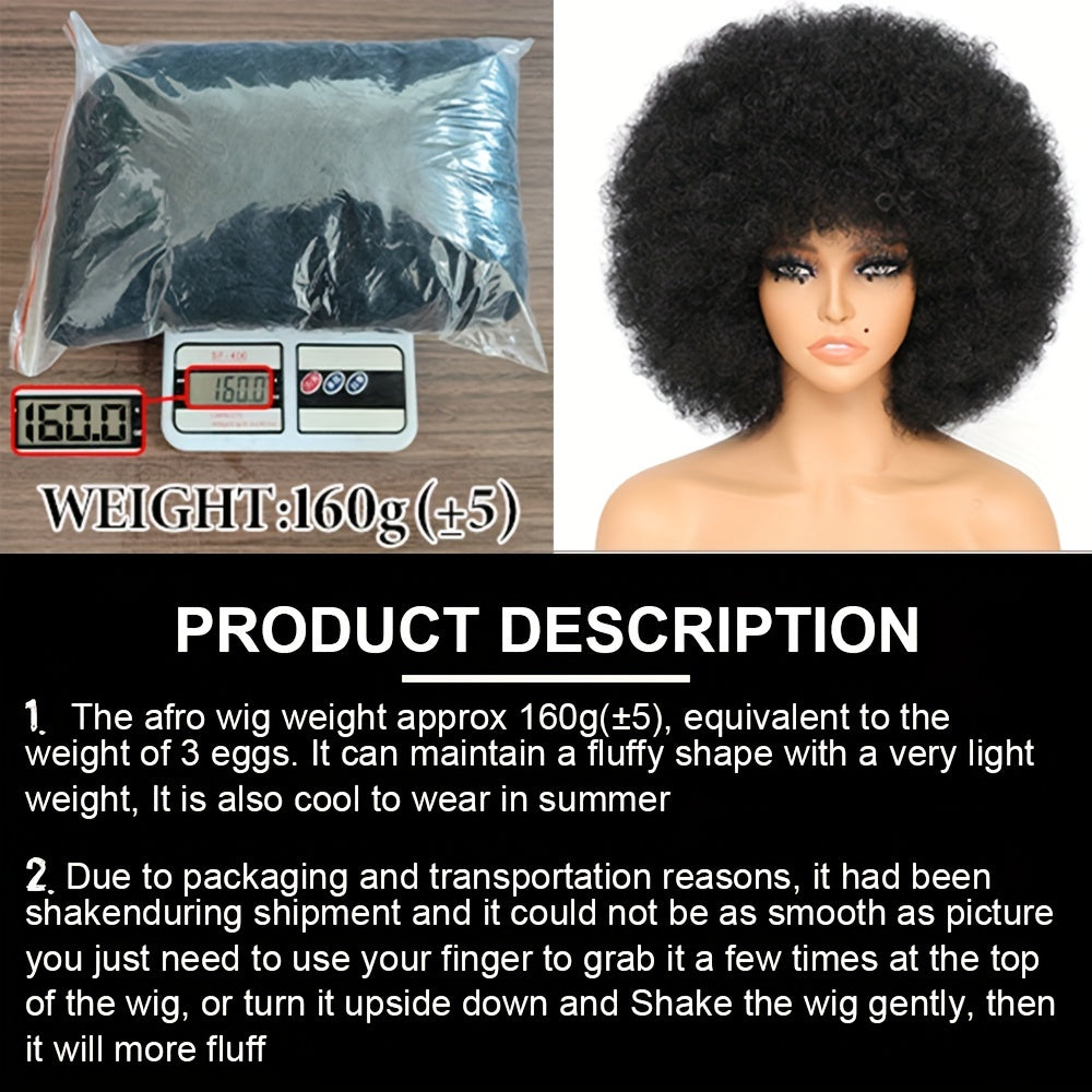 10 Inch Afro Kinky Curly Wigs 70s 80s Wigs Large Bouncy And Soft Natural Looking Full Puff Wigs For Party Cosplay Daily Wear