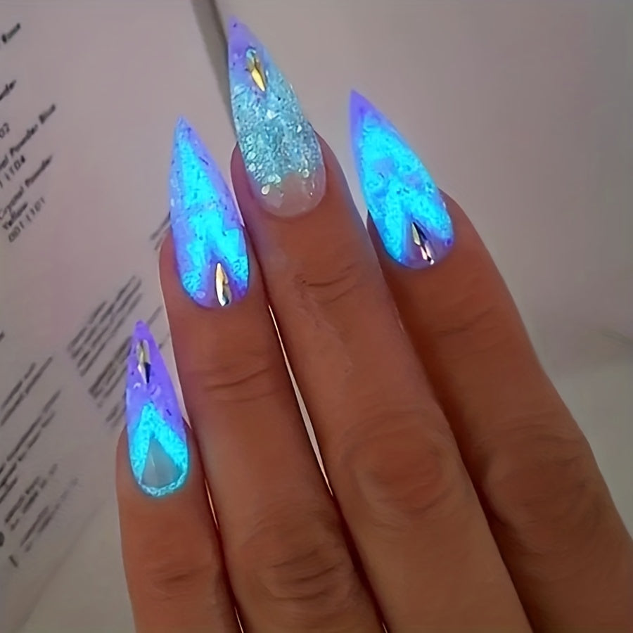 1 Box Neon Phosphor Powder Nail Glitter Powder 10 Colors Dust Luminous Pigment Fluorescent Powder Nail Glitters Glow in the Dark