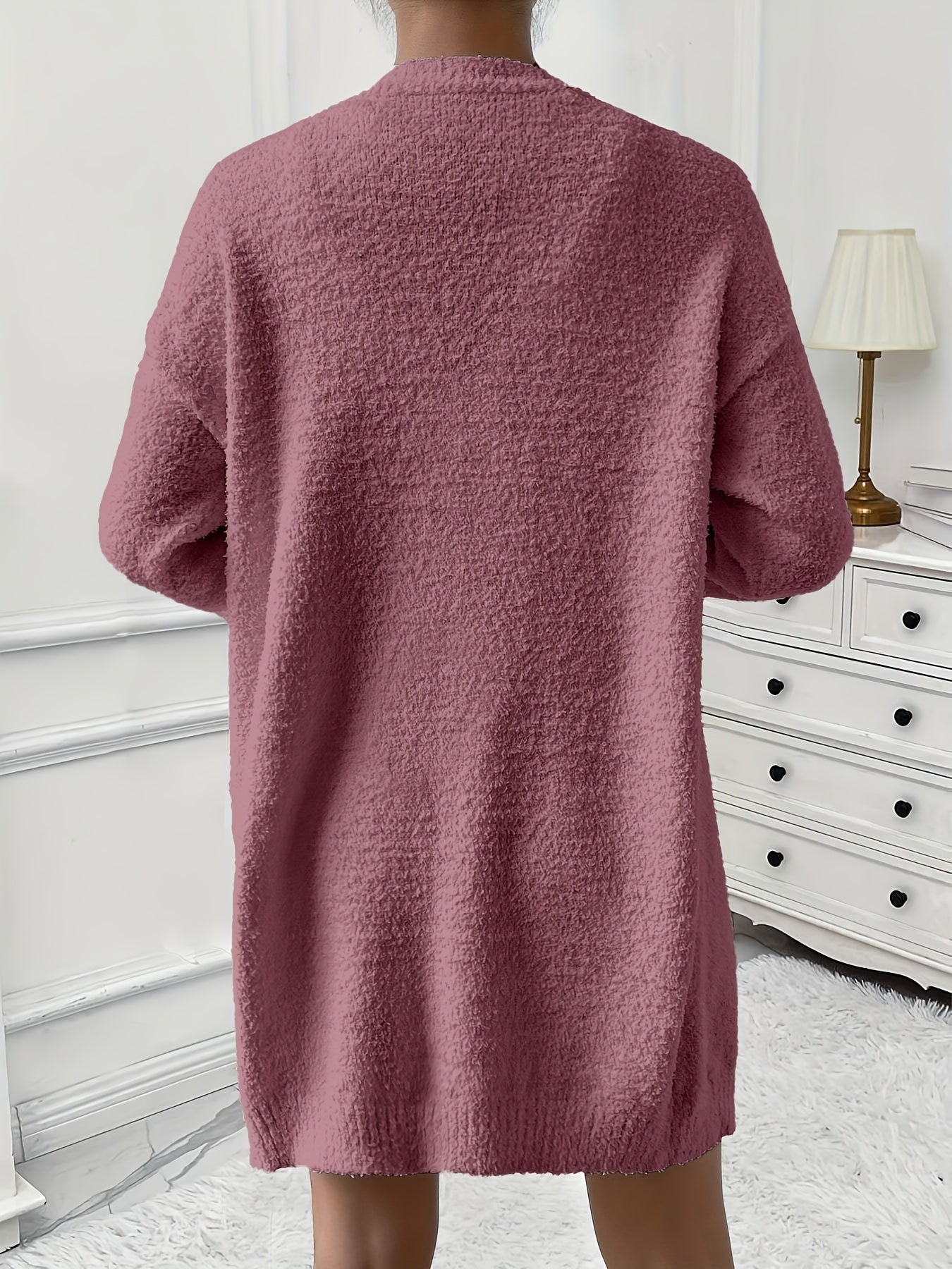 Women's Cozy Fleece Lounge Set – 3-Piece Warm Cardigan, V-Neck Tank Top & Shorts, Casual Homewear for Fall & Winter Comfort