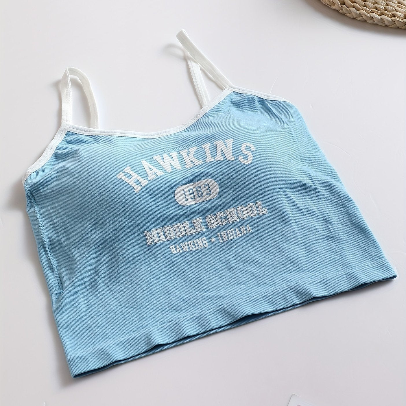 Girls Fashion Sports Cropped Cami Top With Padding, Suitable For 11-15 Years Old