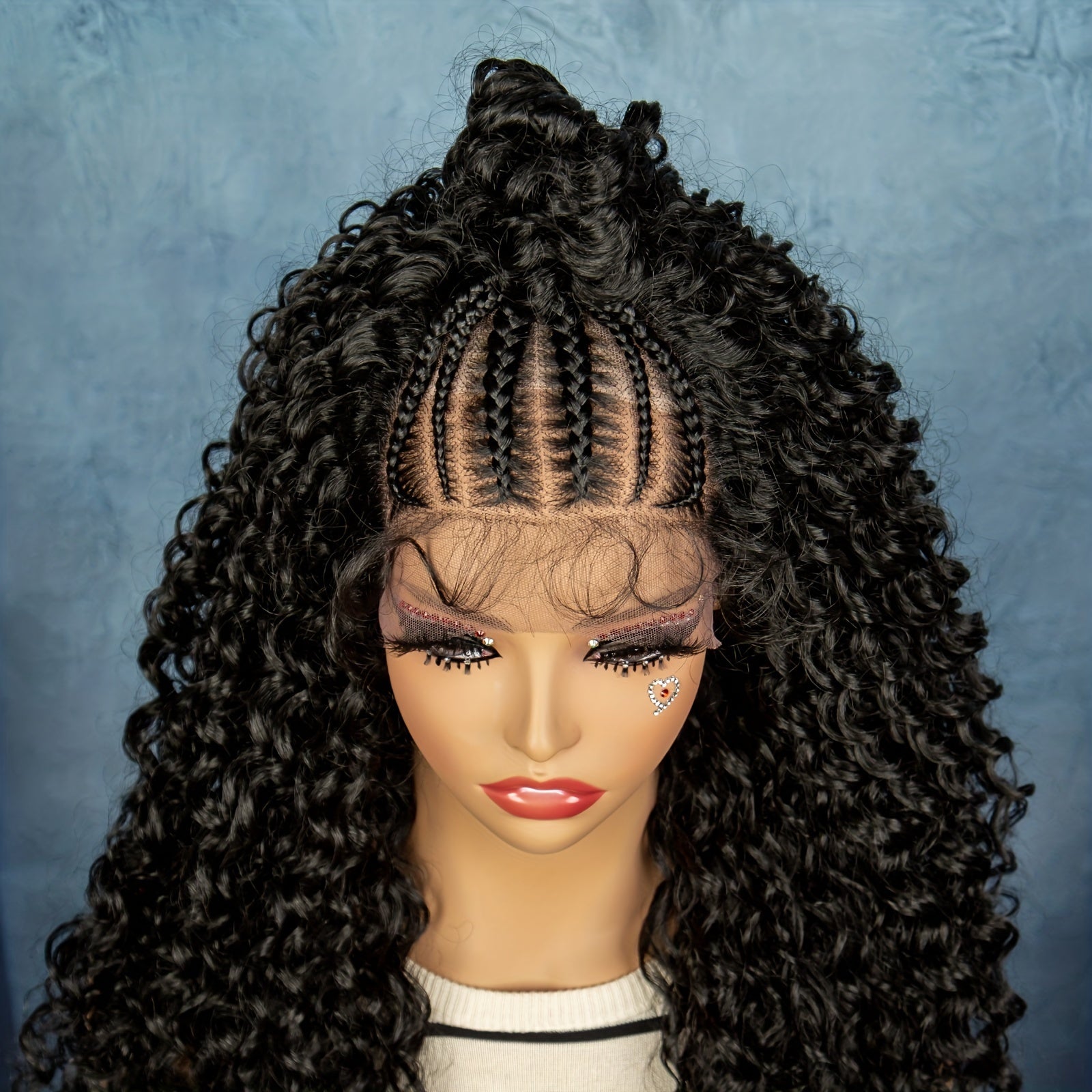 13*4 Front Lace High Quality Wig Black Chemical Fiber Braid Headband