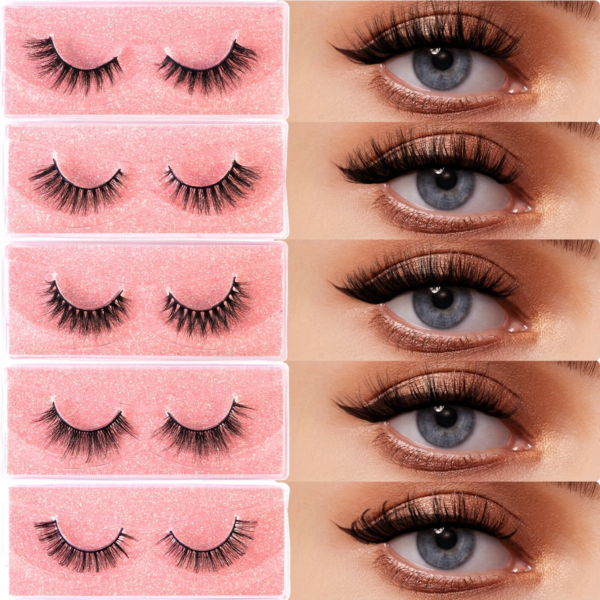 100 Pairs of 3D Mink False Eyelashes Set - Natural, Lengthy, Fluffy, Curled, Dense Multi-Style Mixed Lengths for Daily Travel, Portable Cat Eye Eyelash Extension