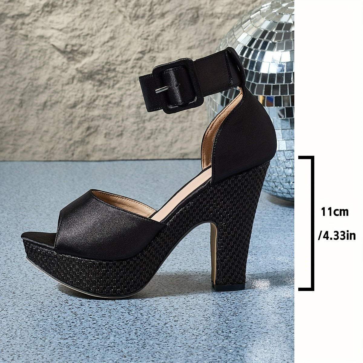 Women's fish mouth thick high heels platform. Beautiful satin European version of versatile travel, fashionable high thick heels for shopping