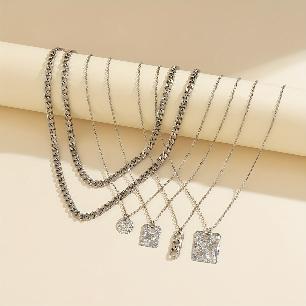 Stylish Minimalist 6pcs Snake Pattern Pendant Cuban Chain Necklace Set for Women, Suitable for Casual Attire, Mother's Day Gift