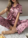Velvet Love Print Pajama Set