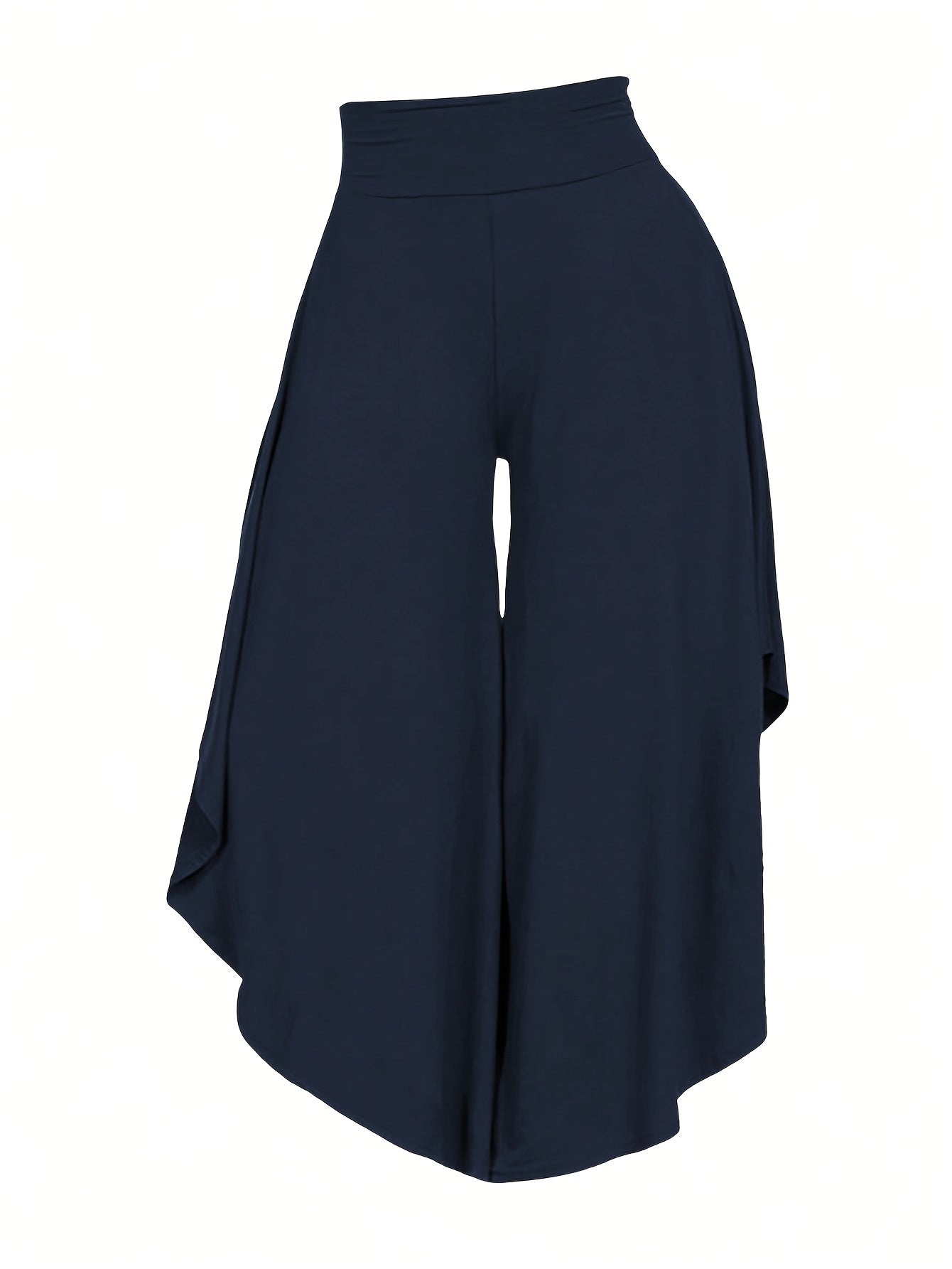 Solid Color Asymmetrical Wide-Leg Pants