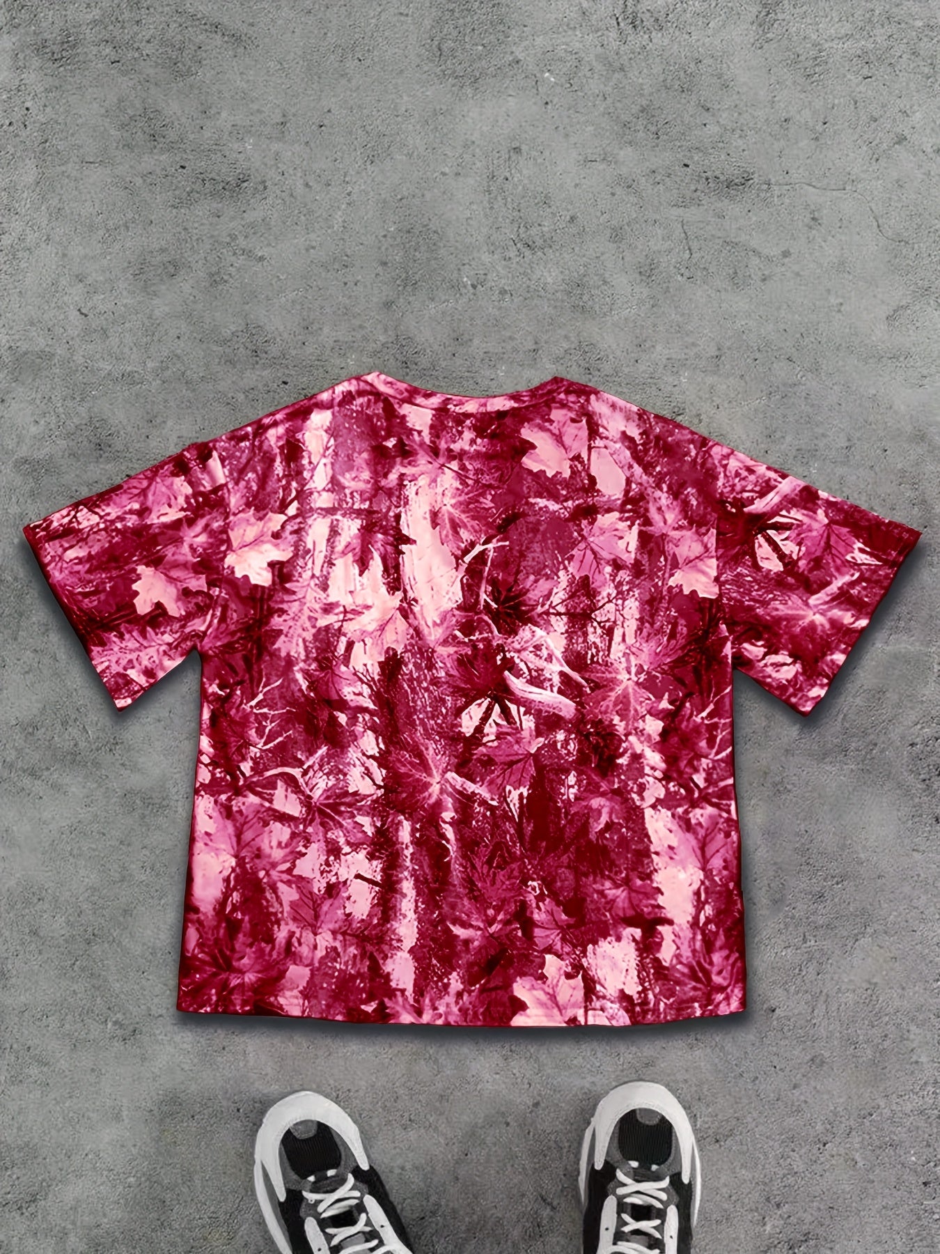 Women'S Casual Loose Fit Camo Print T-Shirt - Short Sleeve, Round Neck, Stretchy Polyester Blend, Purple Camouflage with Rugged White Detail, Perfect for Spring/Summer/Fall
