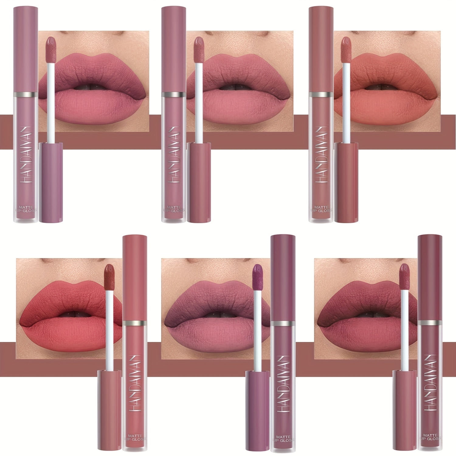 6 Pcs Matte Long-Lasting Wear Liquid Lipstick Makeup Set, Non-Stick Cup Waterproof Not Fade Lip Gloss